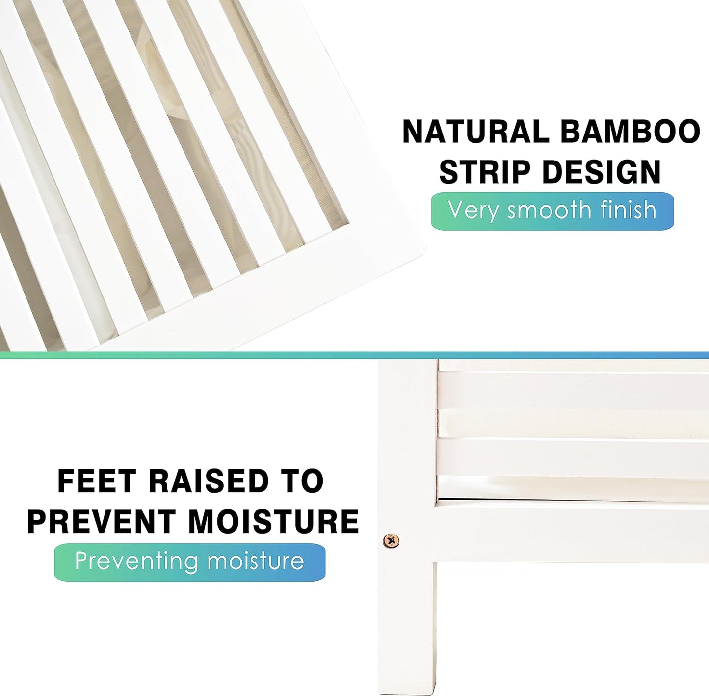 SMIBUY Double Laundry Hamper with Lid, 120L Bamboo Laundry Basket with Removable Liner Bag, 2-Section Clothes Divider Laundry Sorter for Laundry Room, Bathroom, Bedroom (White)