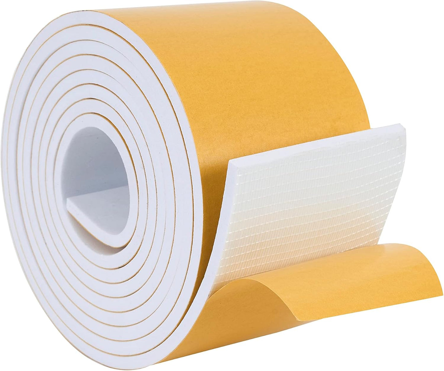 High Density Foam Weather Stripping Door Seal Strip Insulation Tape Roll for Insulating Door Frame, Window, Air Conditioner | Self Adhesive Sealing Weatherstrip (4 in x 1/4 in x 10 Ft, White)