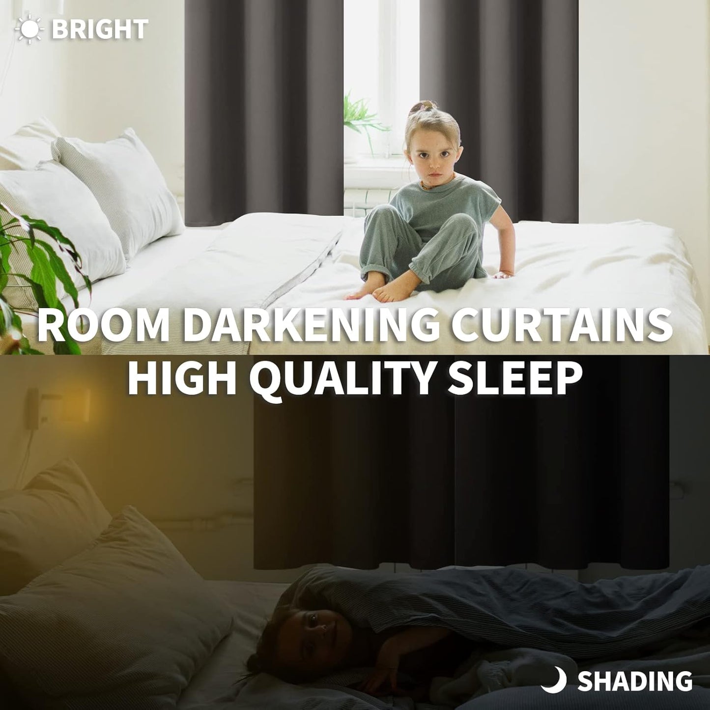 BGment Rod Pocket Blackout Curtains for Bedroom 84 Inches Length - Thermal Insulated Room Darkening Curtain for Living Room, 42 x 84 Inch, 2 Panels, Grey