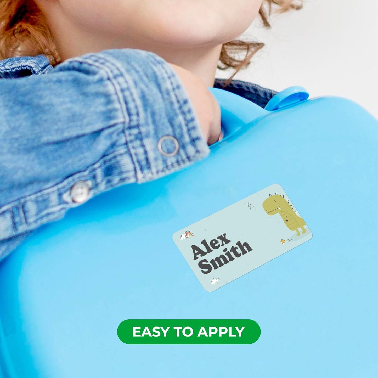 Personalized Name Tag Stickers for Kids (130+ Pack) | Dinosaur Waterproof Labels for School Supplies, Bottles & Lunch Boxes | Custom Vinyl Name Labels for Clothing, Toys & More (A. Baby Dinosaur)