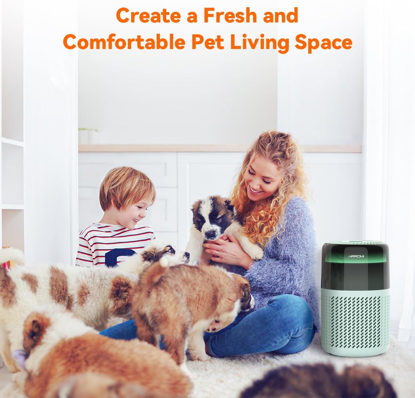 AIRROMI Air Purifier for Bedroom Home,HEPA Filter,Covers Upto 549 Ft²,Quiet 360°intake Air Cleaner with Fragrance ponge for Better Sleep,Night Light,Filters Smoke,Pet Dander,Allergies,Dust,A2005Turquo