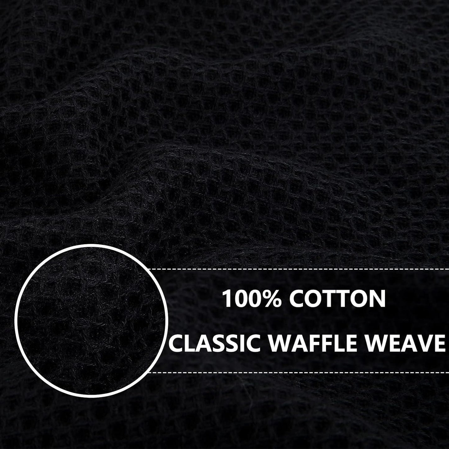 Homaxy 100% Cotton Waffle Weave Kitchen Dish Towels, Ultra Soft Absorbent Quick Drying Cleaning Towel, 13 x 28 Inches, 24-Pack, Black