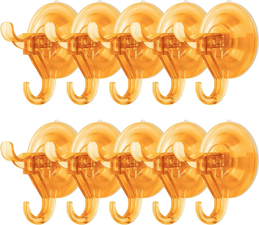 Antimbee Suction Cup Hooks,10 Pack Wreath Hangers for Front Door, Removable Small Suction Cups for Shower, Bathroom, Glass, Door, Windows, Kitchen-Up to 11 lbs on Smooth Surface (Transparent Orange)
