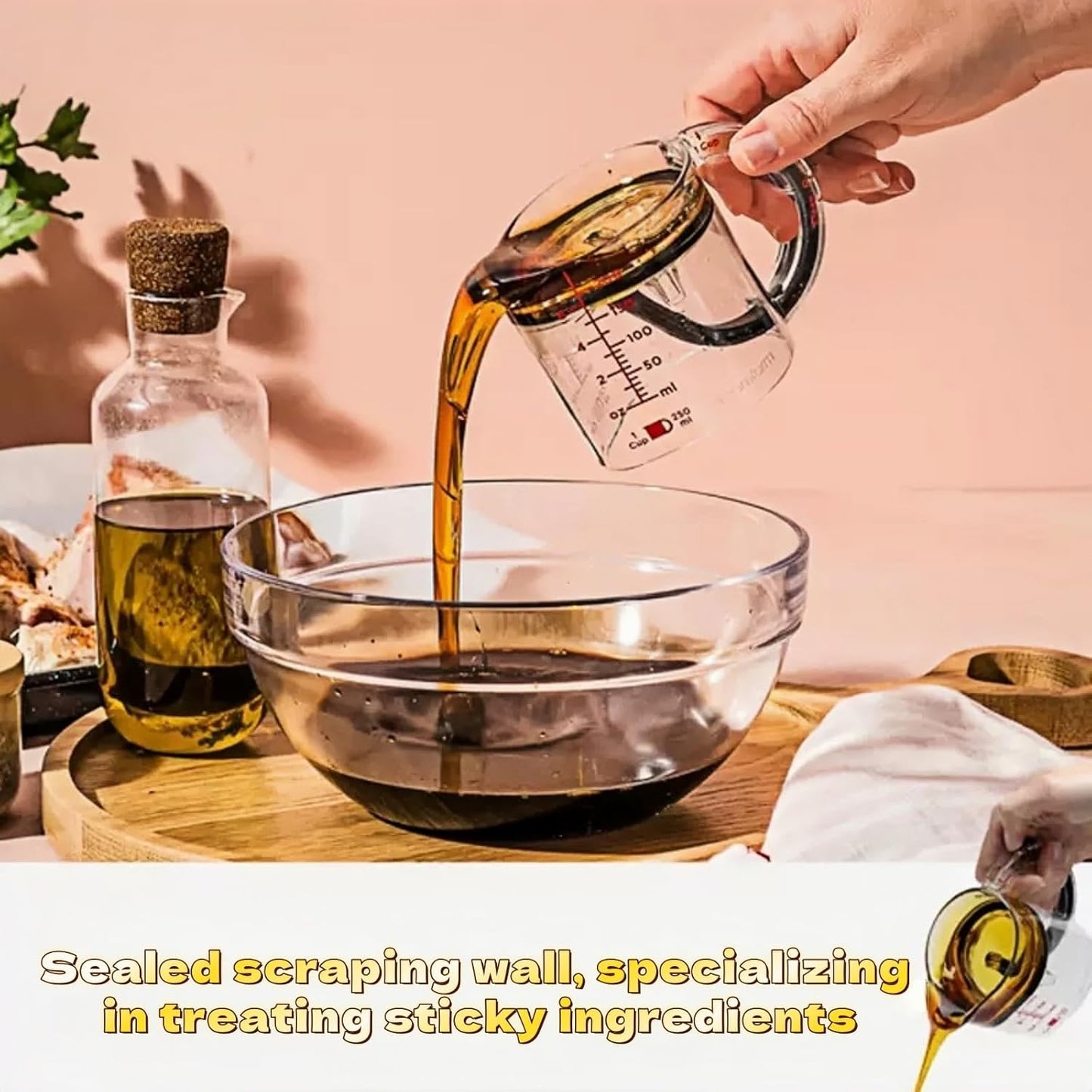 All in One Adjustable Measuring Cup, Push Up Measuring Cup Solid and Liquid, Space Saving, Easy to Clean, Multifunctional Kitchen Measuring Cups for Preparation, Baking, and Cooking (2)