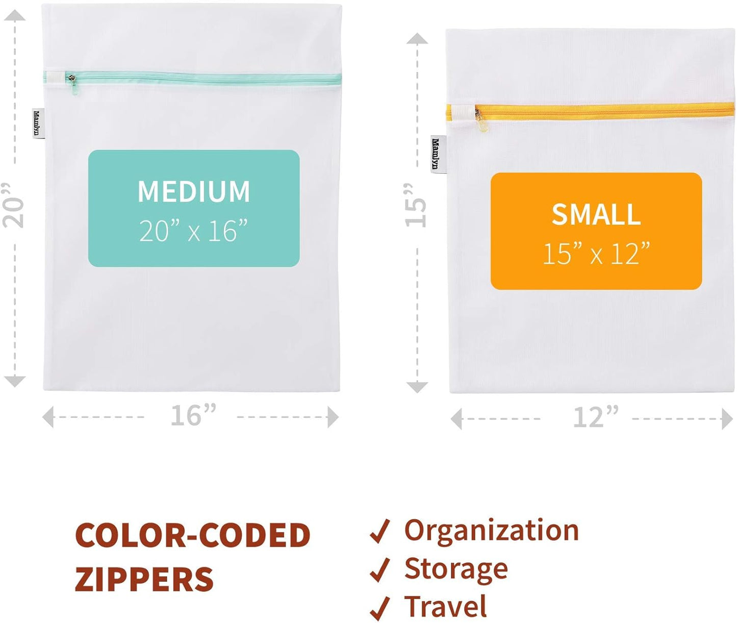 Mesh Laundry Bag for Delicates, Wash Bags for Underwear and Lingerie, Makeup Organizer Bag (1 Medium, 1 Small)