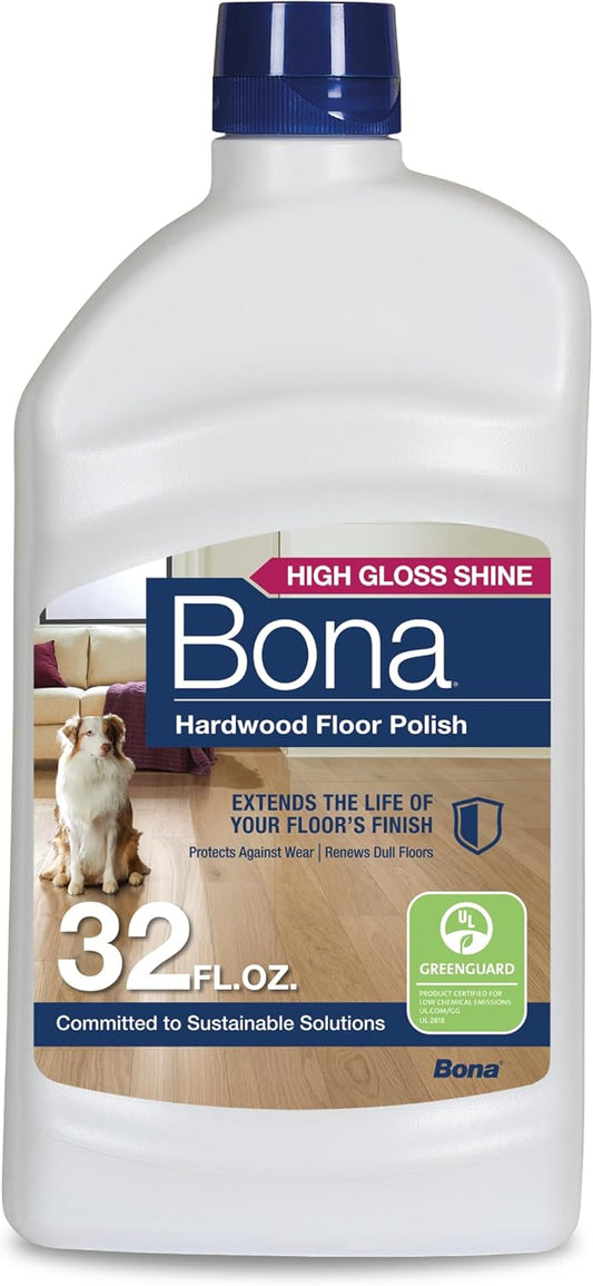 Bona Hardwood Floor Polish - 32 fl oz - High Gloss Shine - Polish for Wood Floors - Protects and Renews Dull Flooring - Covers 500 sq ft