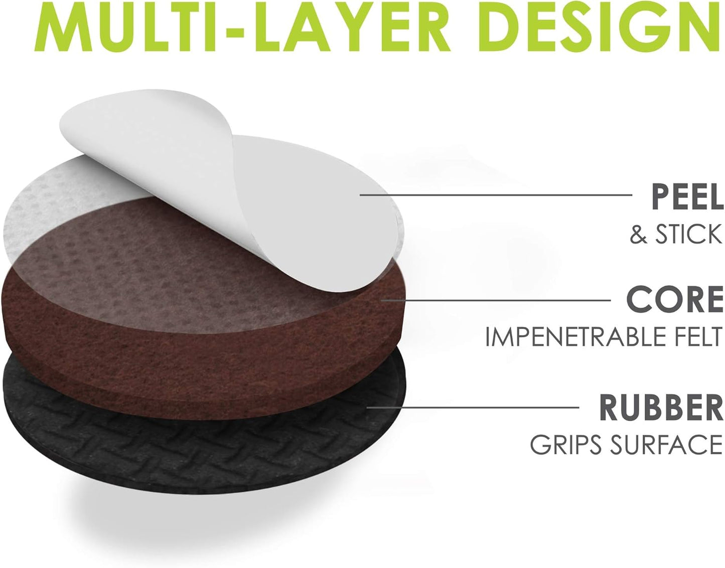 Slipstick GorillaPads CB149 Non-Slip Furniture Pads/Rubber Grippers (Set of 8) Self-Adhesive Furniture Feet Floor Protectors, 1-1/2 inch Round, Black