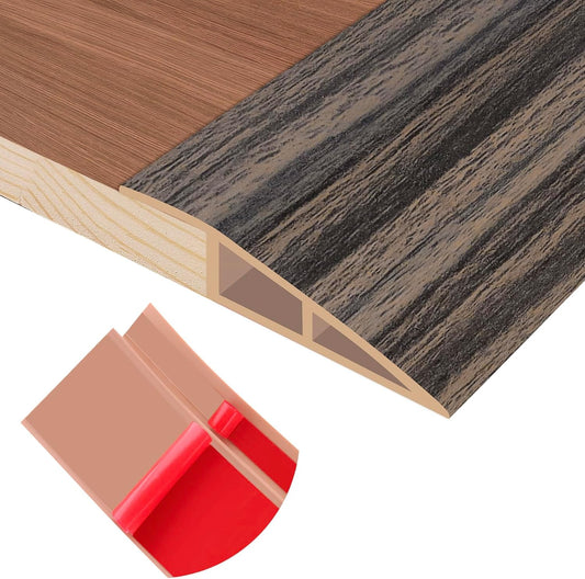 Floor Transition Strip Self Adhesive Vinyl Door Threshold for Doorways Carpet Edging Trim Overlap Edge Reducer for Laminate Floor, Carpet, Tile (Smoked Brown Wood Grain, 2/5" to 3/5", 3.3Ft)