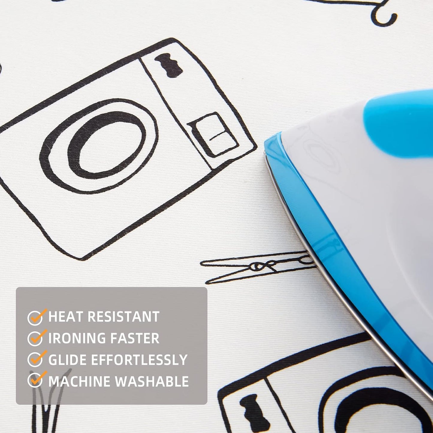 Over The Door Ironing Board Cover 13 x 37 inch, Small Iron Board Cover w Heat Reflective 3 Layers Thick Padding with Hook and Loop Fasteners (White)