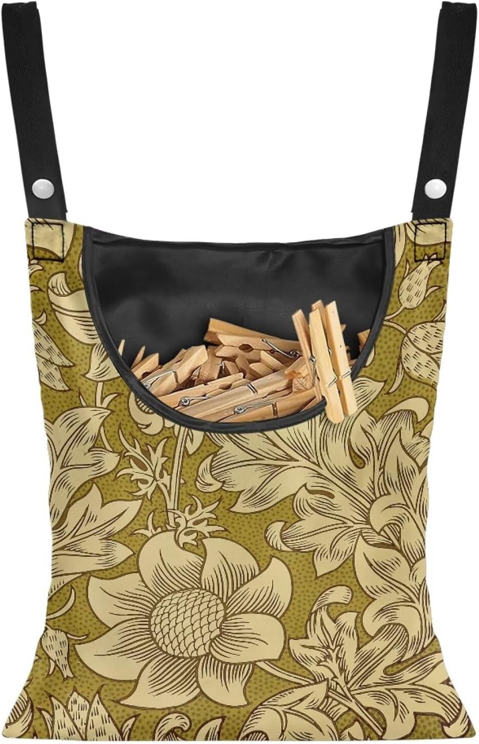 William Morris Works Print Clothespin Holder with Large Opening 14.5"x12" - Multipurpose Outdoor Storage Bag - Durable Polyester Construction with Double Stitched Seams Laundry Centers