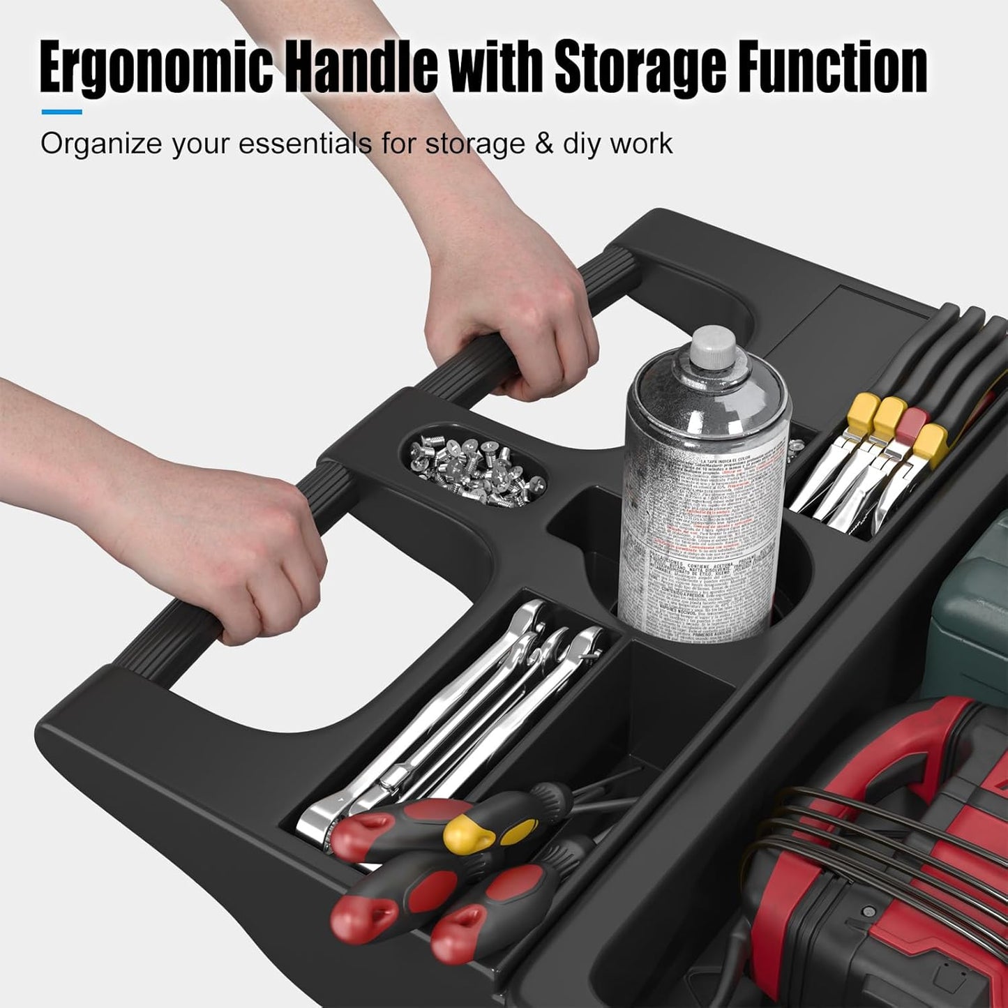 Heavy Duty Rolling Utility Cart with Wheels 2-Tier Utility Plastic Service Work Cart for Shop, Garage, Warehouse, Maintenance 550 lbs