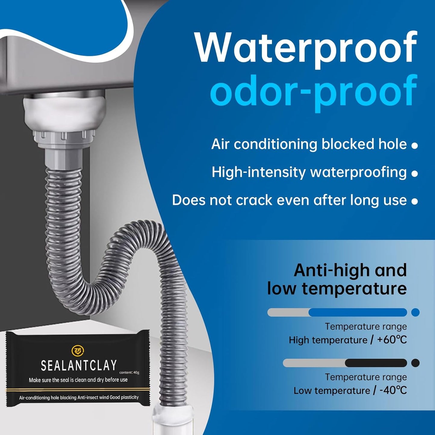 Quick Mending Mud & Waterproof White Sealant Putty (Pack of 8) - Ideal for Sealing: Air Conditioning Gaps, Wall Holes, and Drain Pipe Connections，Duct Seal Repair Sealing Clay.