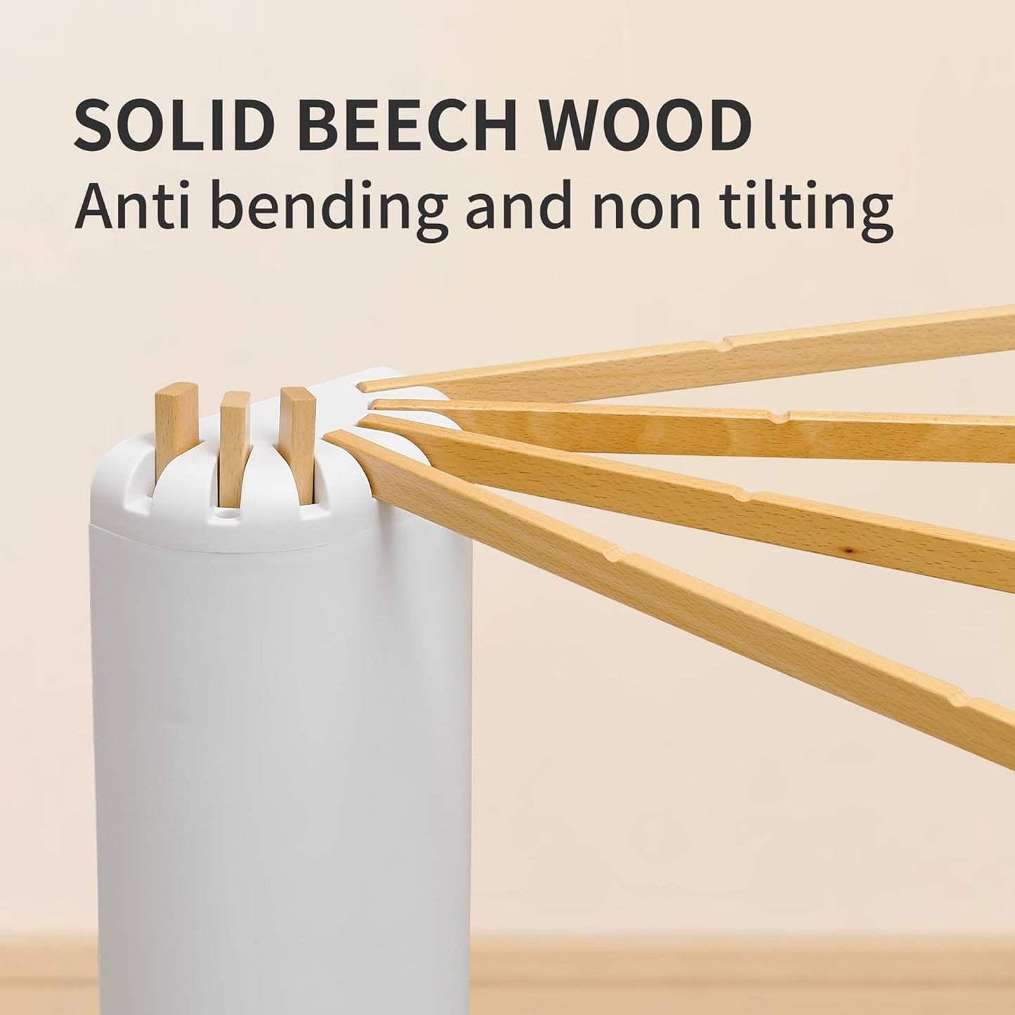 LEQ Wall Mounted Clothes Drying Rack, Garment Rack Foldable Space Saving Laundry Drying Rack with 7 Hanging Rods,Drying Rack Clothing for Laundry Balcony Bedroom Household Wooden