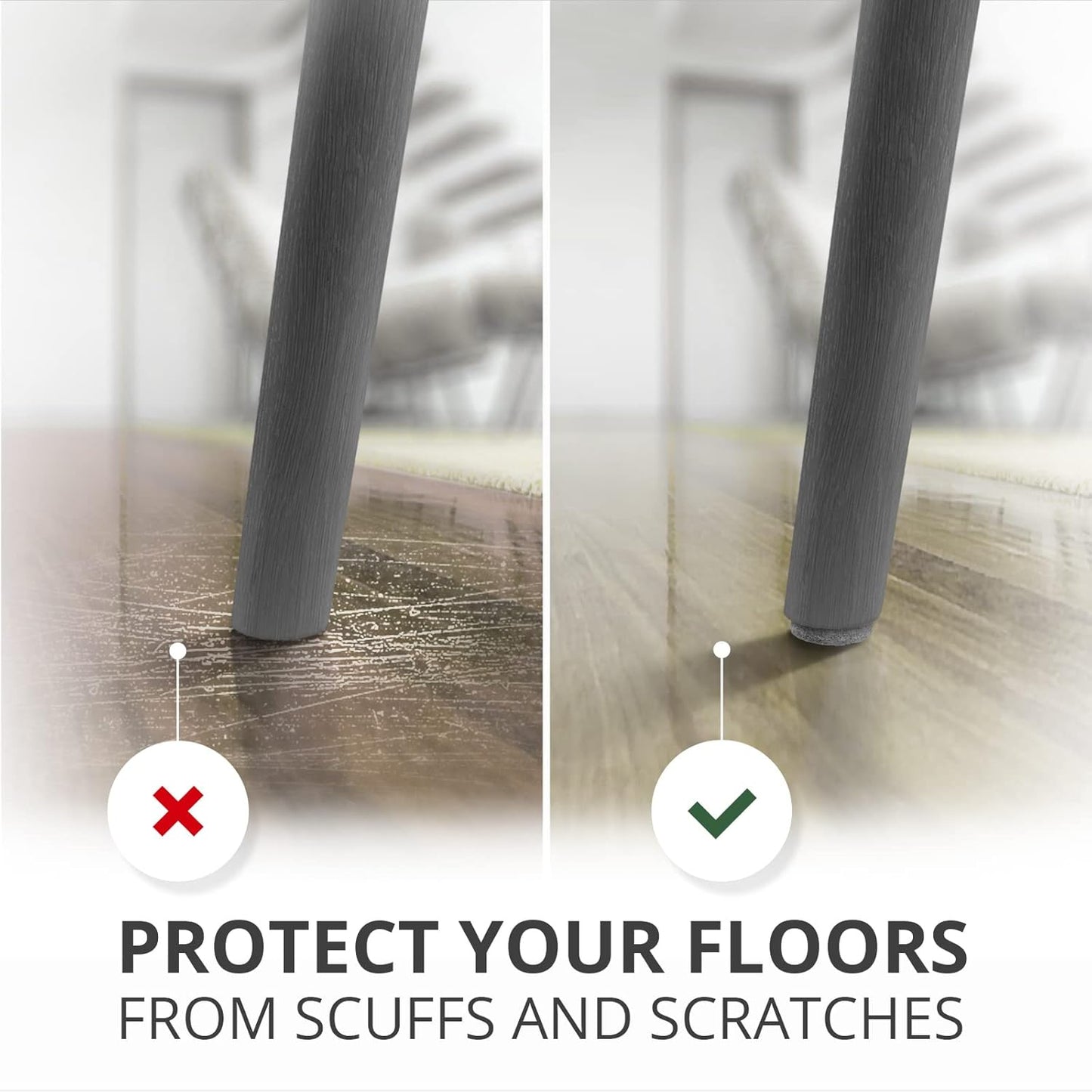 Felt Furniture Pads X-PROTECTOR - 48 Premium Felt Pads Floor Protector - Chair Felts Pads for Furniture Feet Wood Floors - Best Furniture Pads for Hardwood Floors - Protect Your Hard Floors! (Grey)