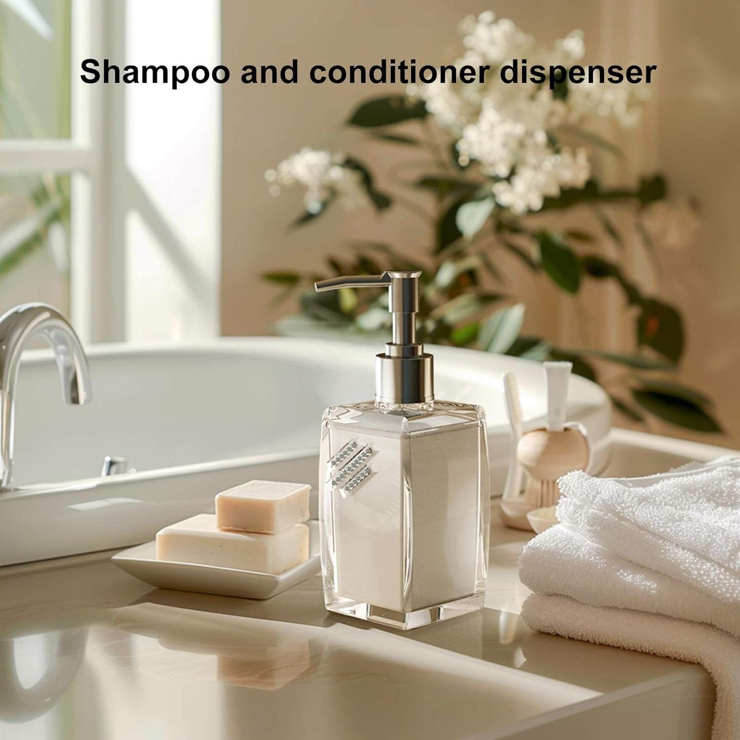 Pink Soap Dispenser with Refillable Plastic Pump for Bathroom Sink or Kitchen Counter, Ideal for Hand Soap, Liquid Soap, Dish Soap, or Lotion Use