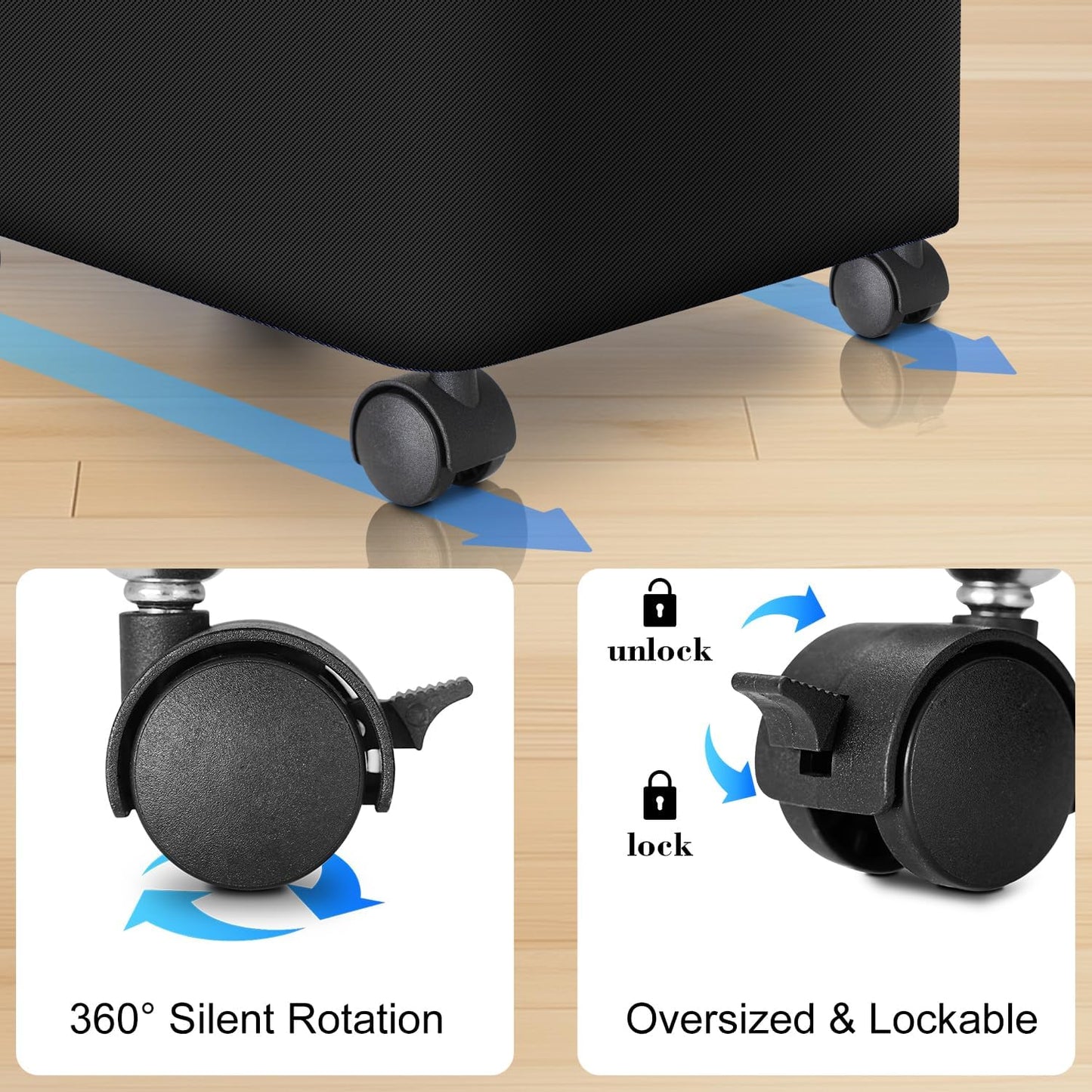 Laundry Hamper with Wheels,29 Gal (110L) Laundry Basket with lid Rolling Clothes Hamper Foldable Dirty Clothes Basket on wheels with Bamboo Frame and Bag for Bedroom, Dorm, Laundry Room-Black