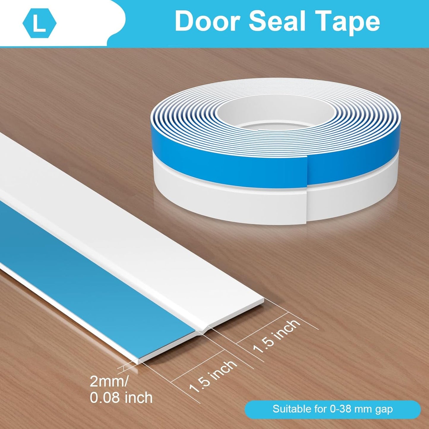 Weather Stripping Door Seal, Silicone Strip for Frame and Gaps Draft Stopper,Glass Shower Door Sweep, White, 20 Feet x 3 Inch