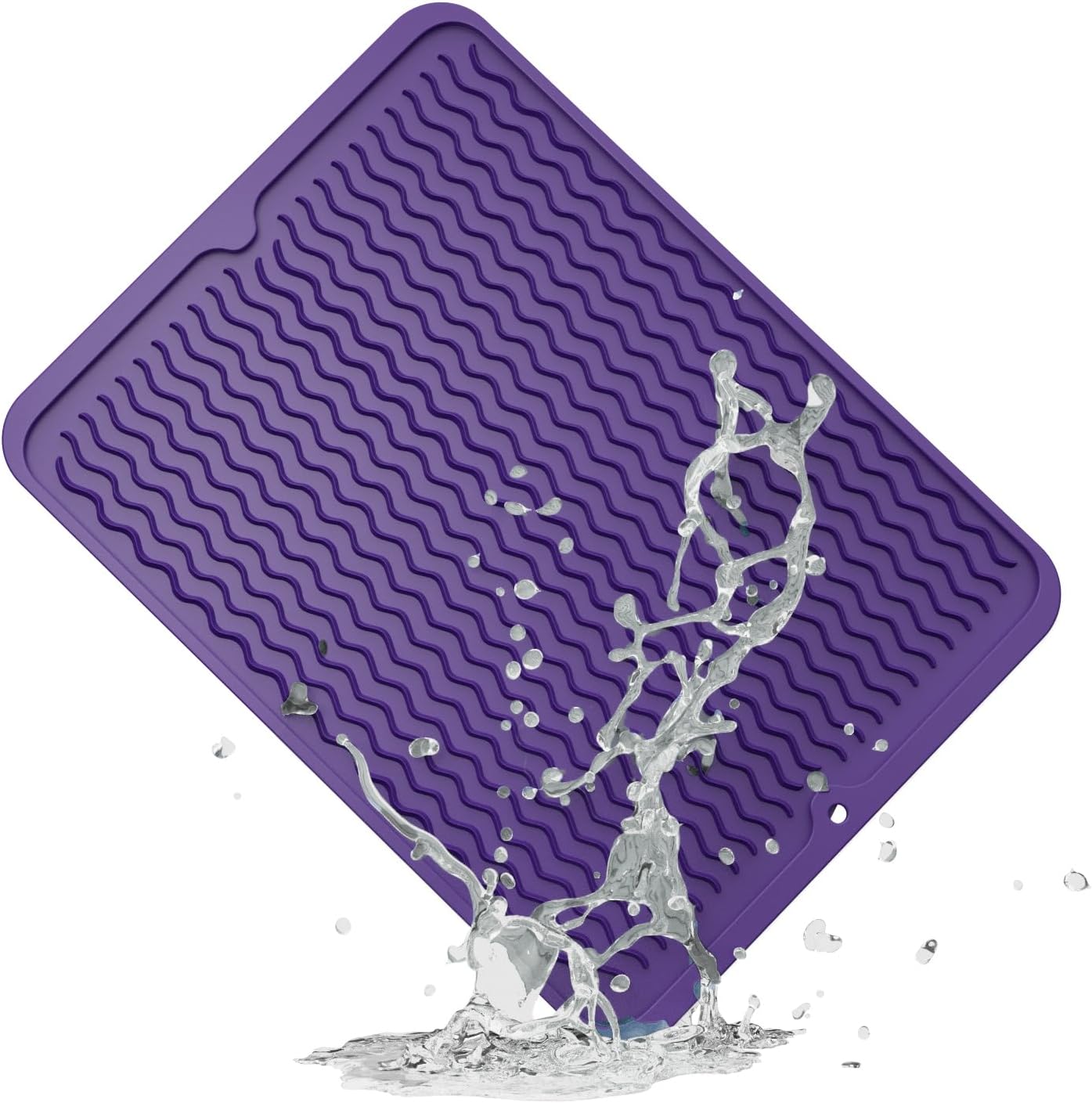 ZLR Silicone Dish Drying Mat for Kitchen Counter, Eco-Friendly Fast Dry Dish Mat, Easy Clean Multi Usage Drying Matt, Heat Resistant Trivet, 12" x 16" Large, Meadow Violet