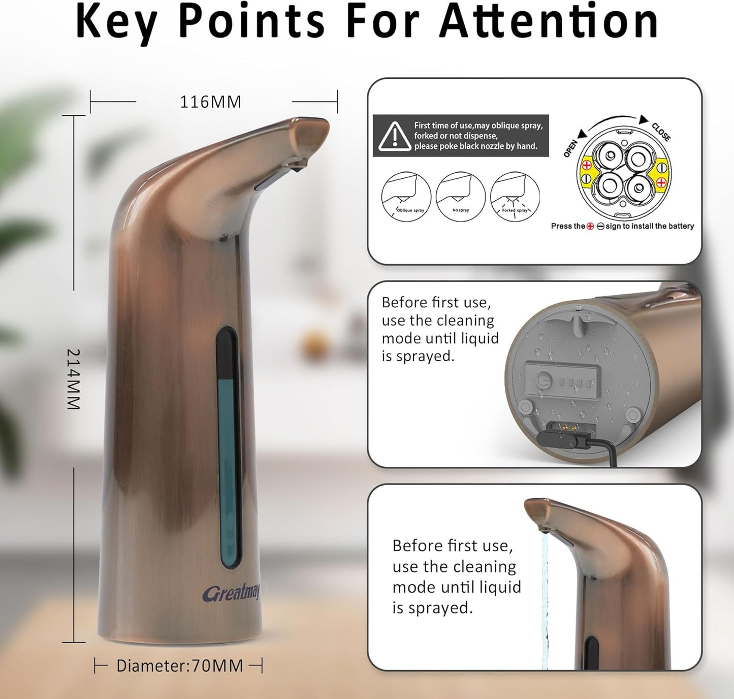 Convenient Automatic Soap Dispenser,4 Adjustable Levels Touchless Hand Sanitizer Pump with Infrared Sensor, 400 ml Countertop Electric Dispenser for Bathroom,Kitchen