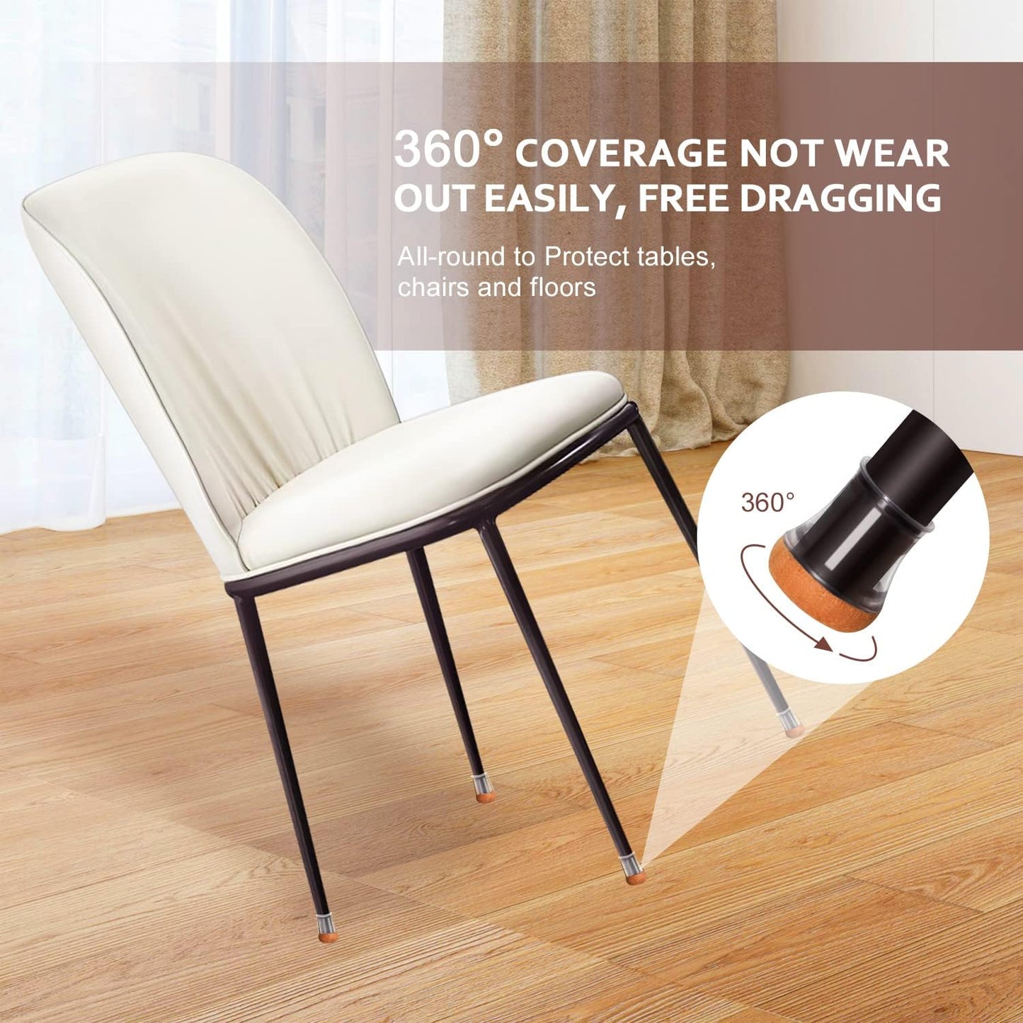 Small Chair Leg Floor Protectors Chair Leg Protectors for Hardwood Floors Felt Silicone Caps Strengthen Bottom Protection Anti-Scratch Reduce Noise 32 Pack Clear Round Small Fit 1/2" to 3/4" (14-19mm)