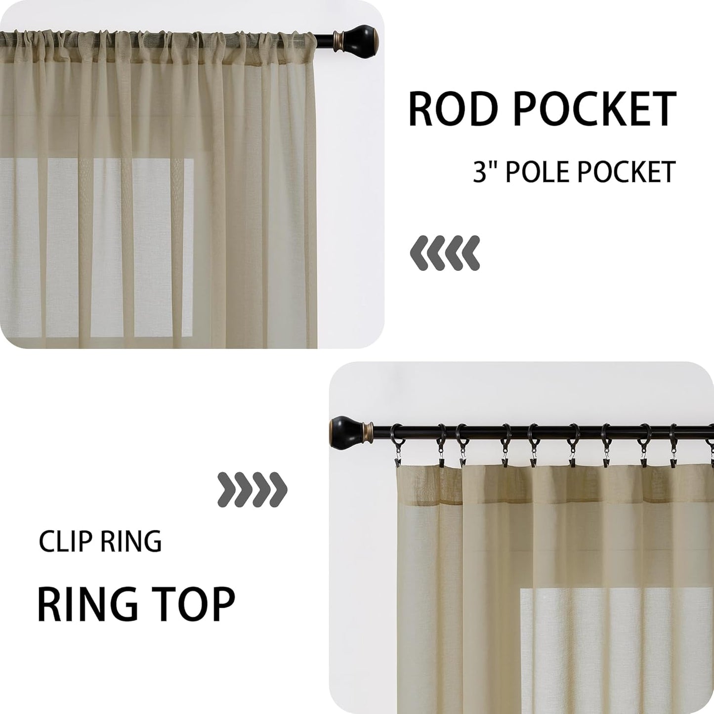 Tollpiz Small Sheer Door Curtain Closet Linen Textured Curtain Sheers Doorway Light Filtering Voile French Doors Rod Pocket Curtains Patio Glass Door, 25 x 40 inches Long, Taos Taupe, Set of 1 Panel