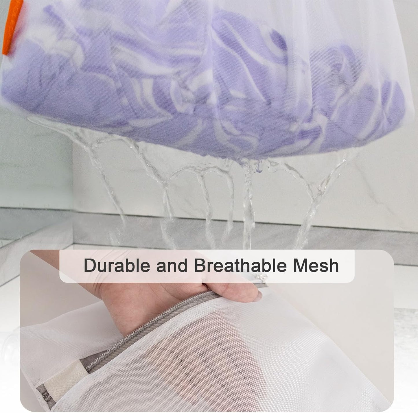 Polecasa 3Pcs 9 x 12 Inches Extra Durable Fine Mesh Laundry Bags with Sturdy Zipper for Delicates, Socks, Protect Clothes in Washing Machine, Laundry Room Essentials for College, Dorm (3 Small)