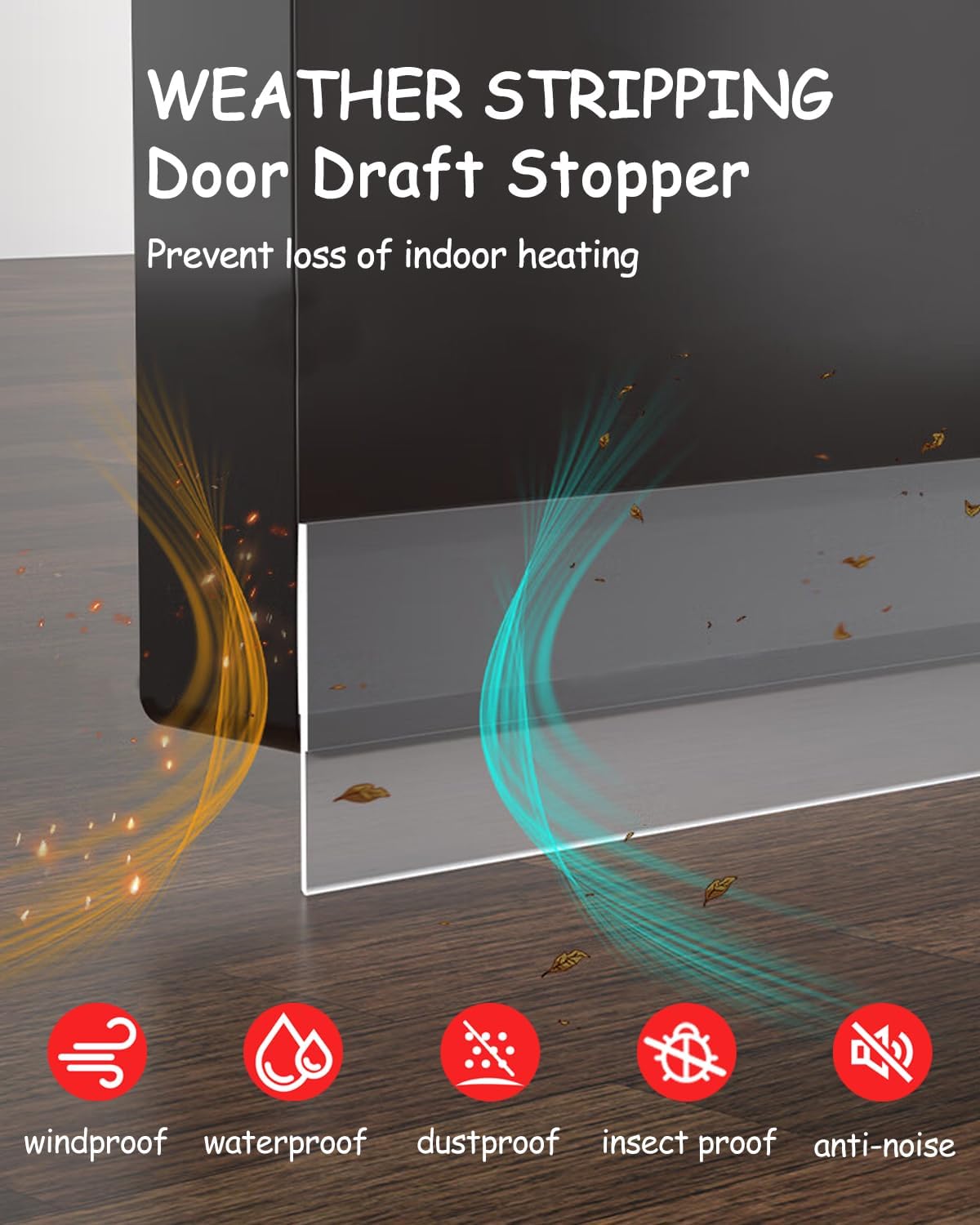 Silicone Weather Stripping, 3 inch (W) x 20 Ft (L) Door Draft Stopper Window Seal Strip for Gaps of Door & Windows, Garage Door Under Bottom, Sealing Tape Shower Doors Sweep, Black