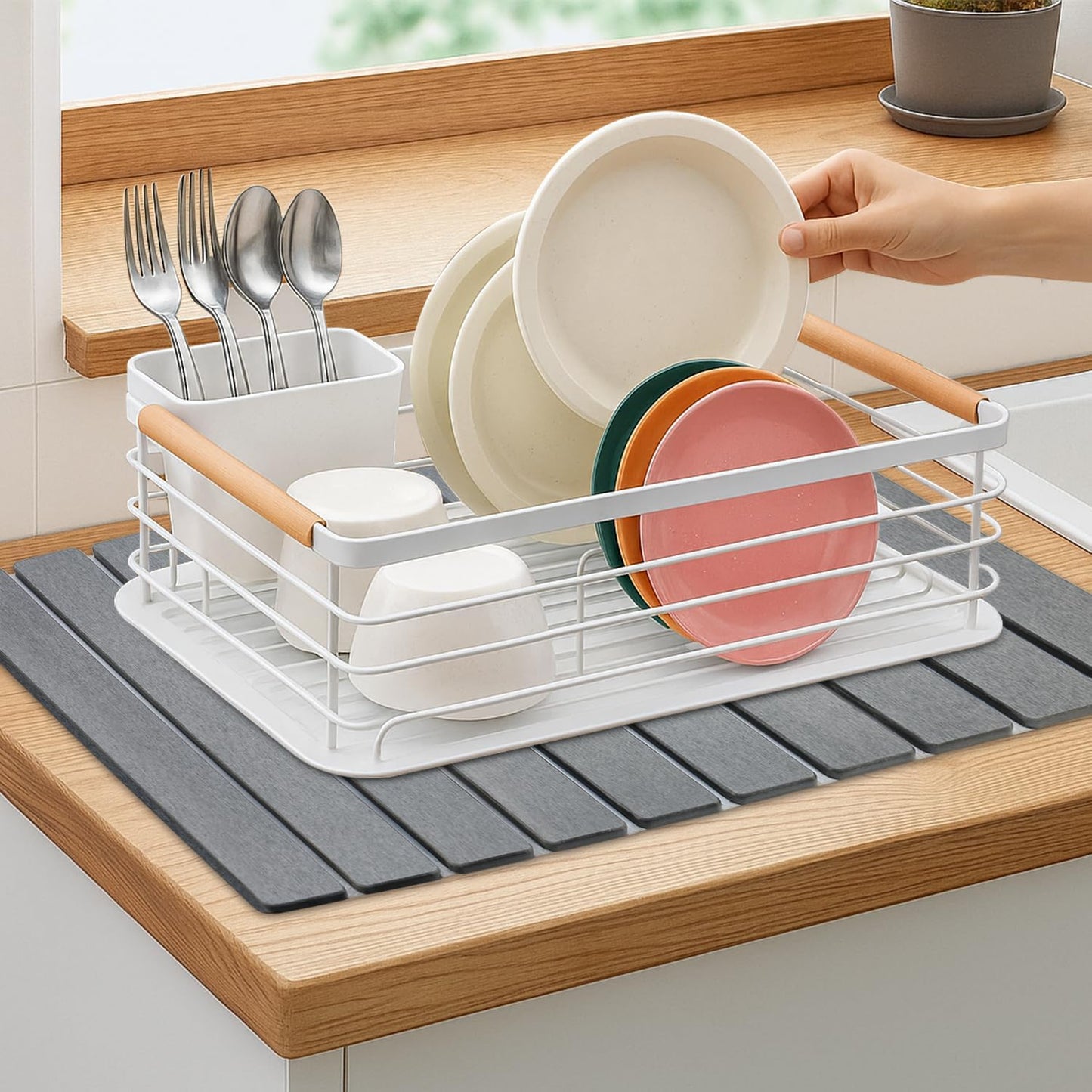 3 Pcs Large Stone Drying Mats for Kitchen Counter Diatomaceous Earth Dish Fast Dry Stone Sink Mat Dish Drying Matt Pad Water Absorbing Bathroom Trays Kitchen Countertop Diatomite Dish Draining Mat