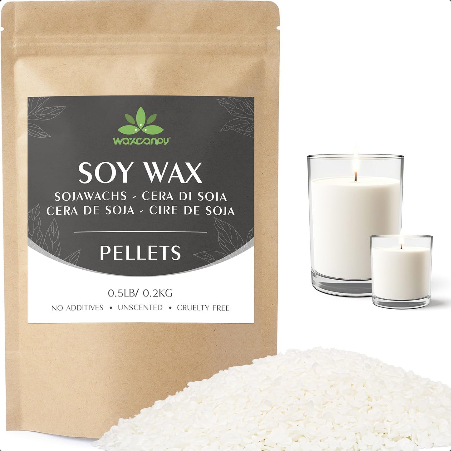 Soy Wax, Waxcanpy Natural Candle Wax, Organic Soy Wax for Candle Making from Farm, No Additives, Harmless and Pure (0.5lb)