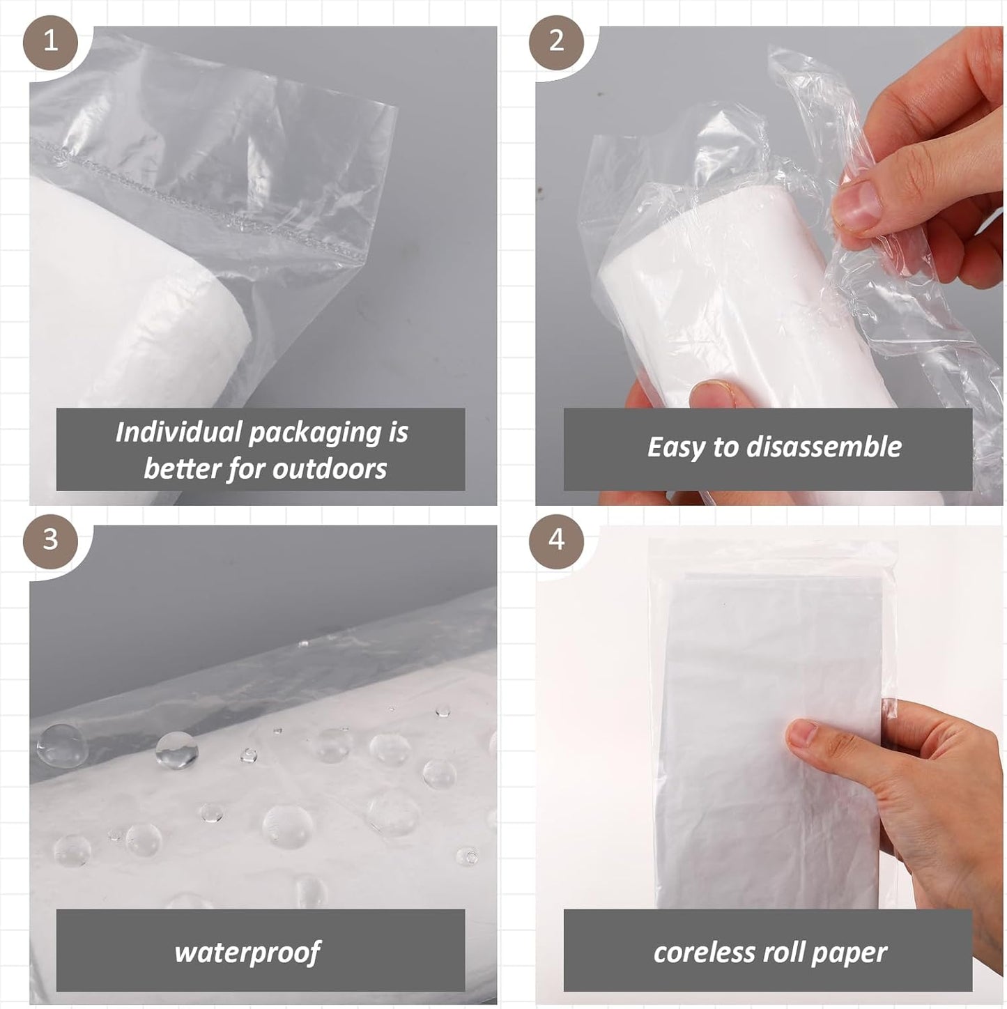 10 Pack Toilet Seat Covers Disposable with 4 Pack Portable Toilet Paper, Large Waterproof Potty Covers, Individually Wrapped Travel Accessories for Public Restrooms, Airplane, Camping