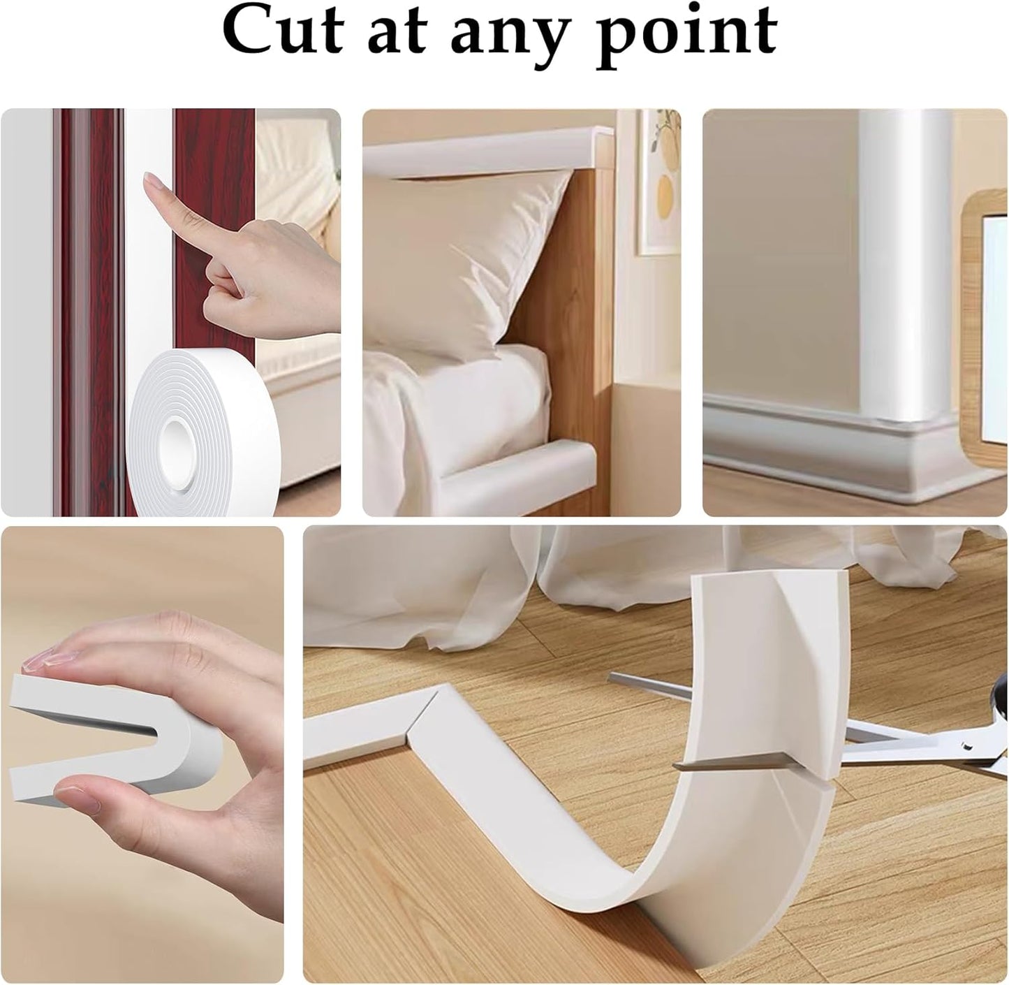 Weather Stripping Door Seal White,Self Adhesive Foam Tape High Density Foam Sealing Strip,Air Conditioner Window Seal,Soundproof Tape Roll(1" W X 1/13" T X 33' L)