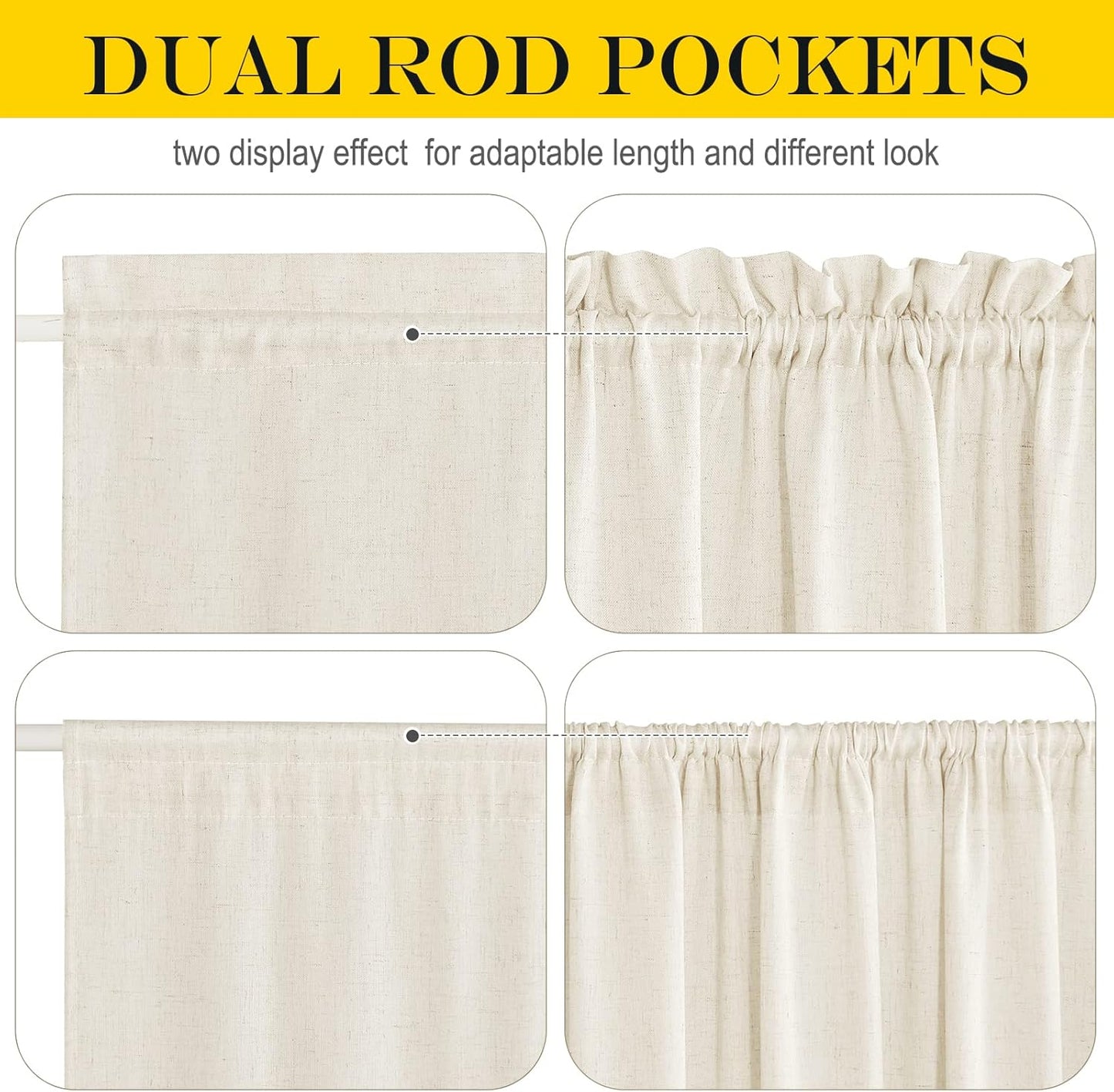 NICETOWN Blackout French Door Curtains for Privacy, Farmhouse Linen Room Darkening Door Shade for Living Room, Rod Pocket Kitchen Curtains (Natual, 36" W x 72" L, 1 Panel)