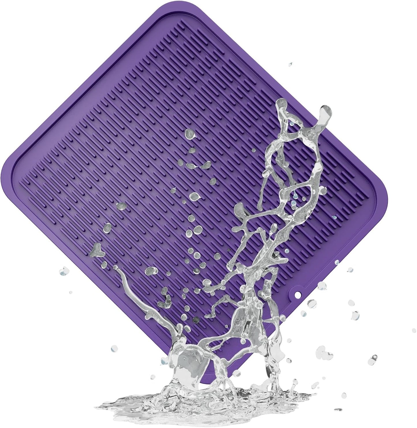 ZLR Silicone Dish Drying Mat for Kitchen Counter, Eco-Friendly Fast Dry Dish Mat, Easy Clean Multi Usage Drying Matt, Heat Resistant Trivet, 16" x 18" XL, Meadow Violet