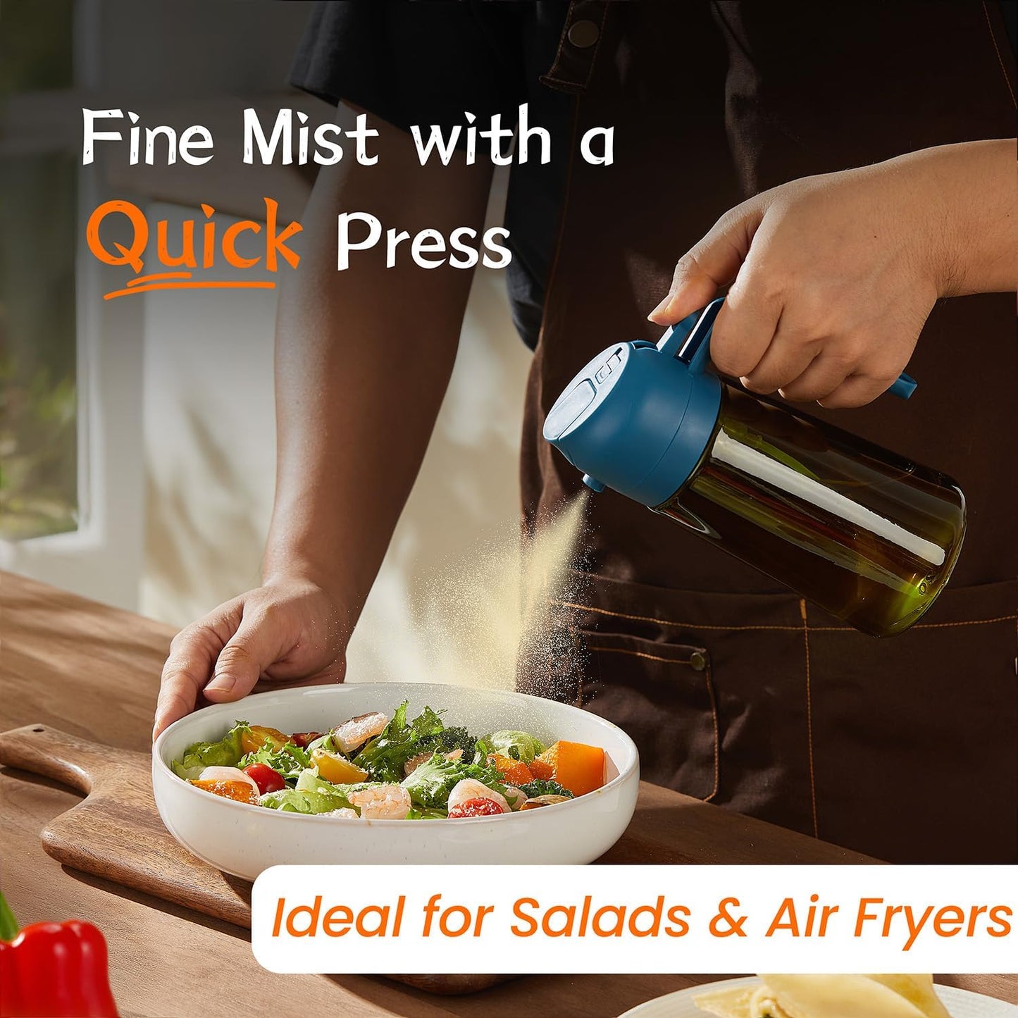 TrendPlain - Original 16oz/470ml Olive Oil Dispenser Bottle for Kitchen Gadgets and Air Fryer Accessories - Olive Oil Sprayer for Cooking w/Stickers - Navy