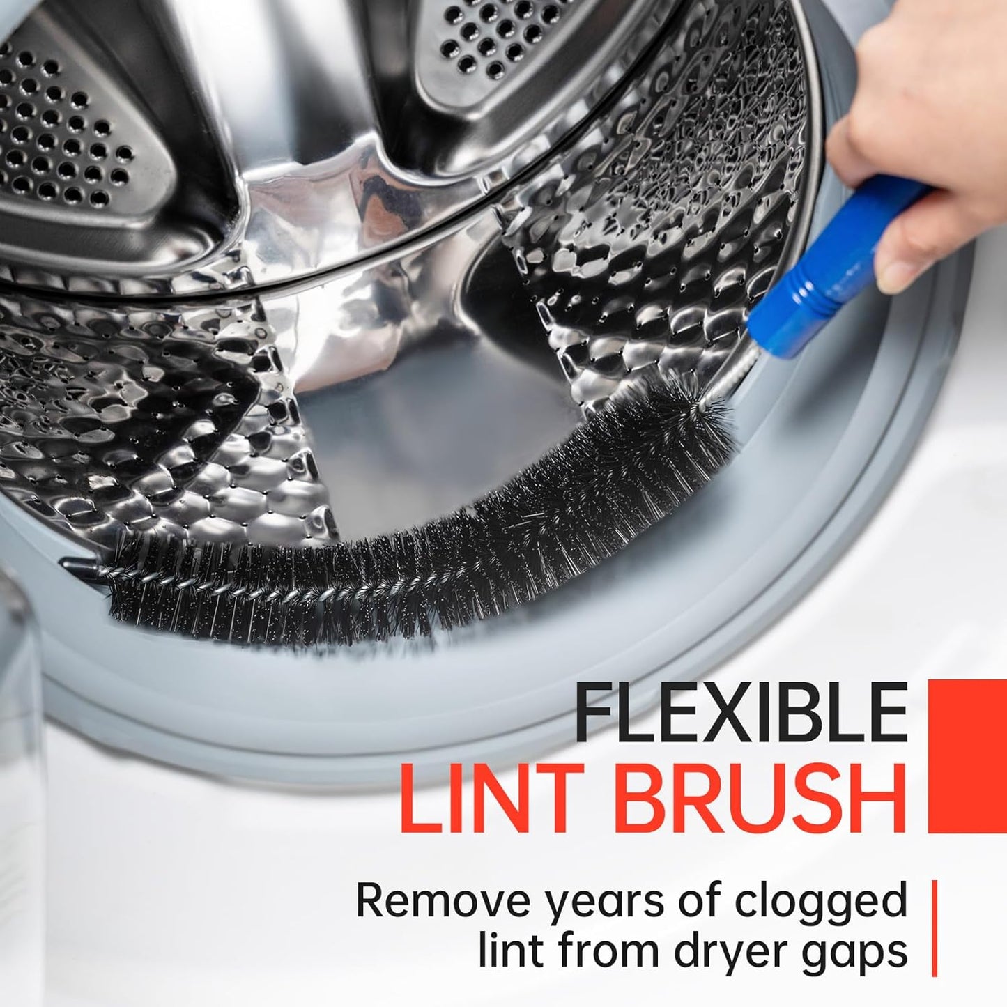 BLuesea Dryer Vent Cleaner Kit, 15-Piece Ultimate Dryer Cleaning Kit Include 50 Feet Dryer Vent Brush, Upgrade Noiseless Dryer Lint Vacuum Attachment, Lint Trap Brush, Vacuum & Dryer Adapters