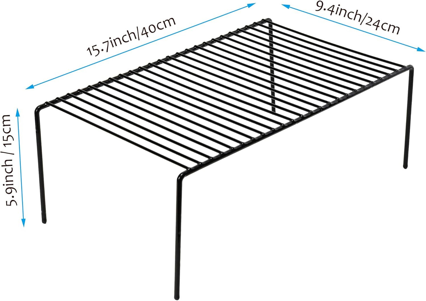 iPEGTOP 4-Pack 15.7 x 9.4 Inch Rustproof Metal Wire Kitchen Storage Shelves – Organizer for Freezer, Fridge, Pantry & Countertop – Spice, Utensils Rack – Black