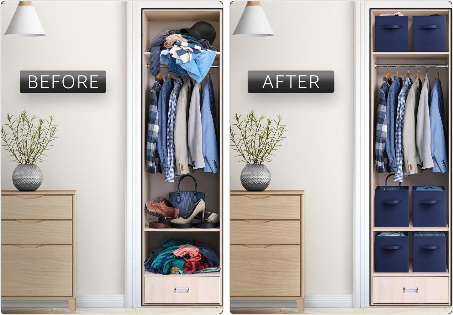 Sorbus 13 Inch Storage Bins - Sturdy Collapsible Fabric Storage Cubes with Handle - 8 Foldable Baskets for Organizing Clothes, Toys, Books - Storage Baskets for Shelves, Closets