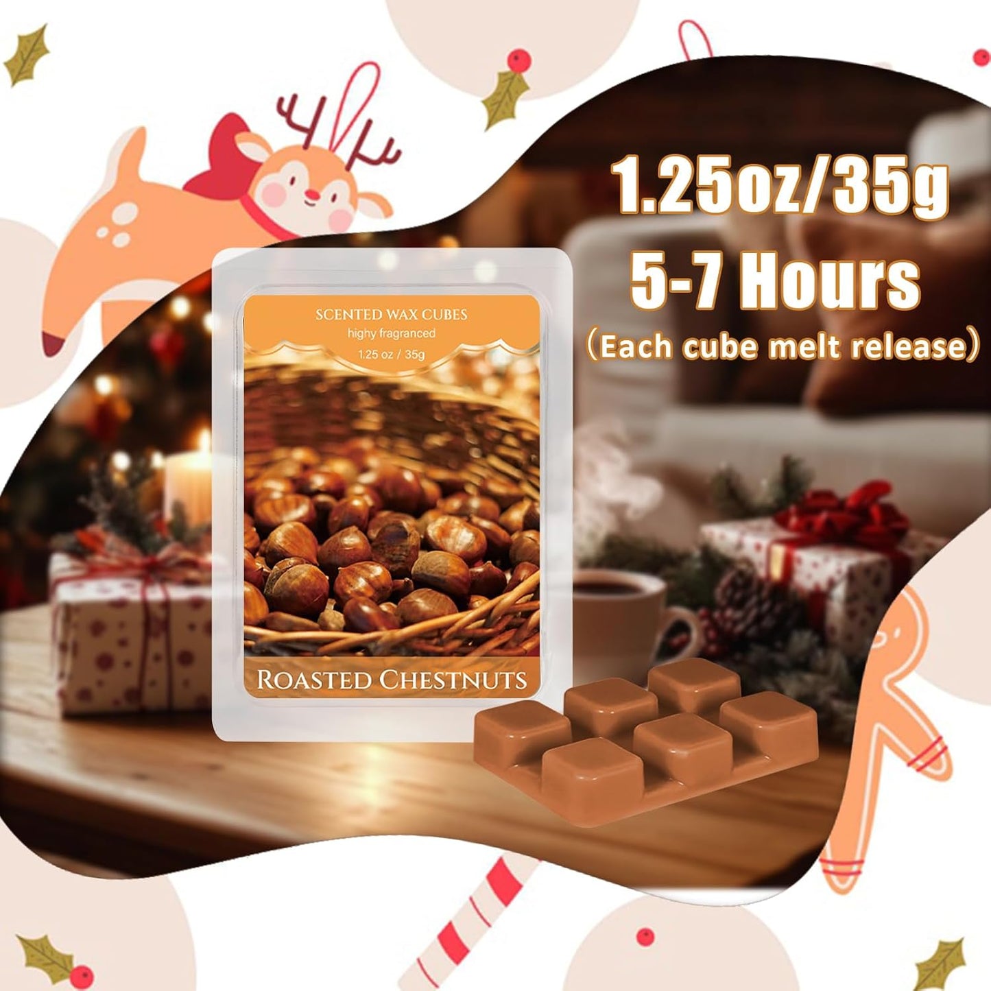 SCENTORINI Christmas Wax Melts, Soy Wax Melts for Wax Warmers Non-Toxic, 12-Pack Scented Wax Cubes Strong Scent, Long Lasting Fragrance Gifts for Christmas