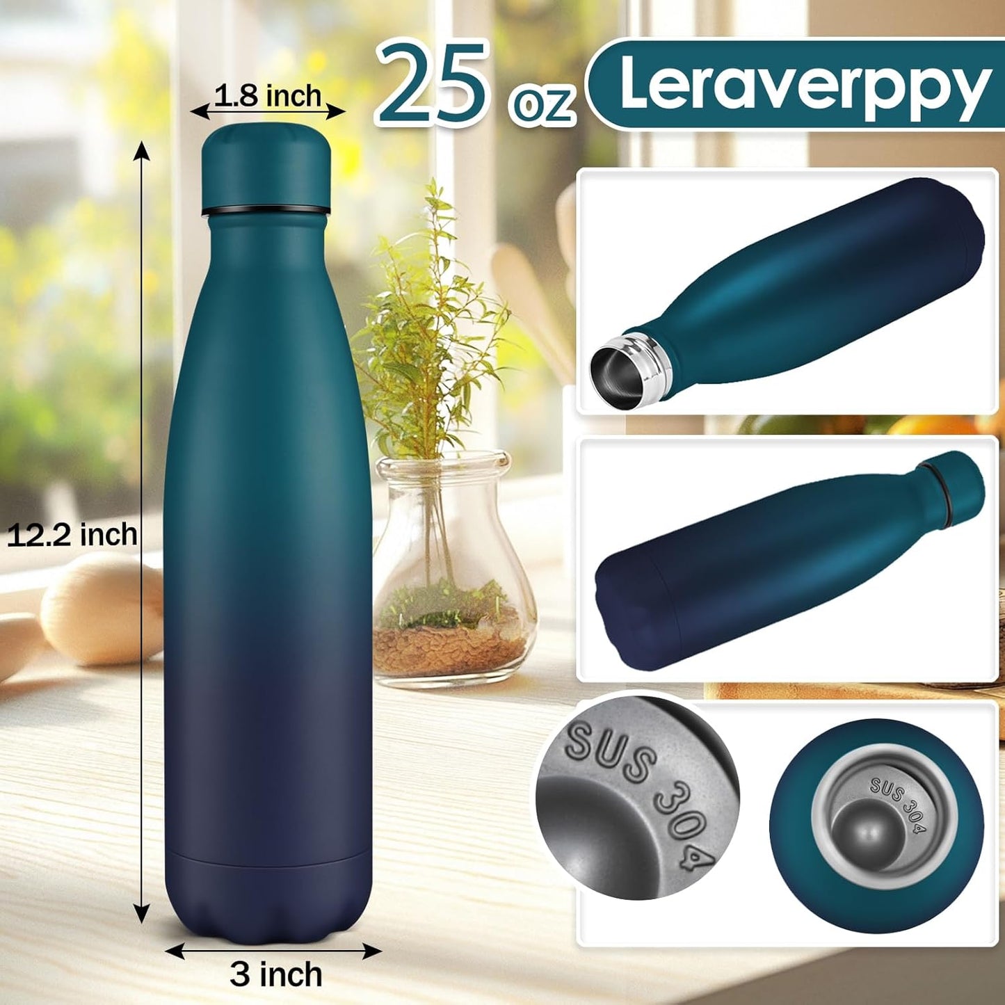 25oz Cola-Bottle Shaped Stainless Steel Leak-proof Water Bottle,Double Wall Vacuum Insulated Metal,Travel Mug For Sports Indoors & Outdoors,BPA-Free School Kid Flasks,Mix(4 Pack)