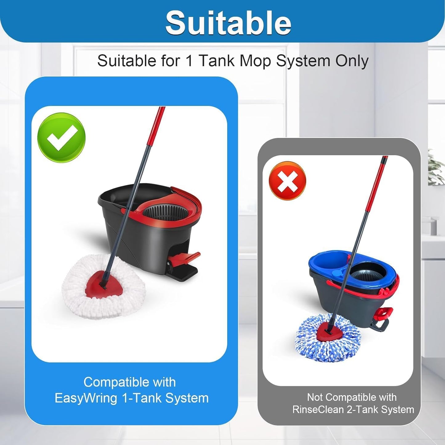 4 Pack Spin Mop Replacement Head Compatible with O Cedar EasyWring 1 Tank Microfiber, 30-58" Handle, Upgraded Triangle Mop Base and Scrub Brush Combo Set