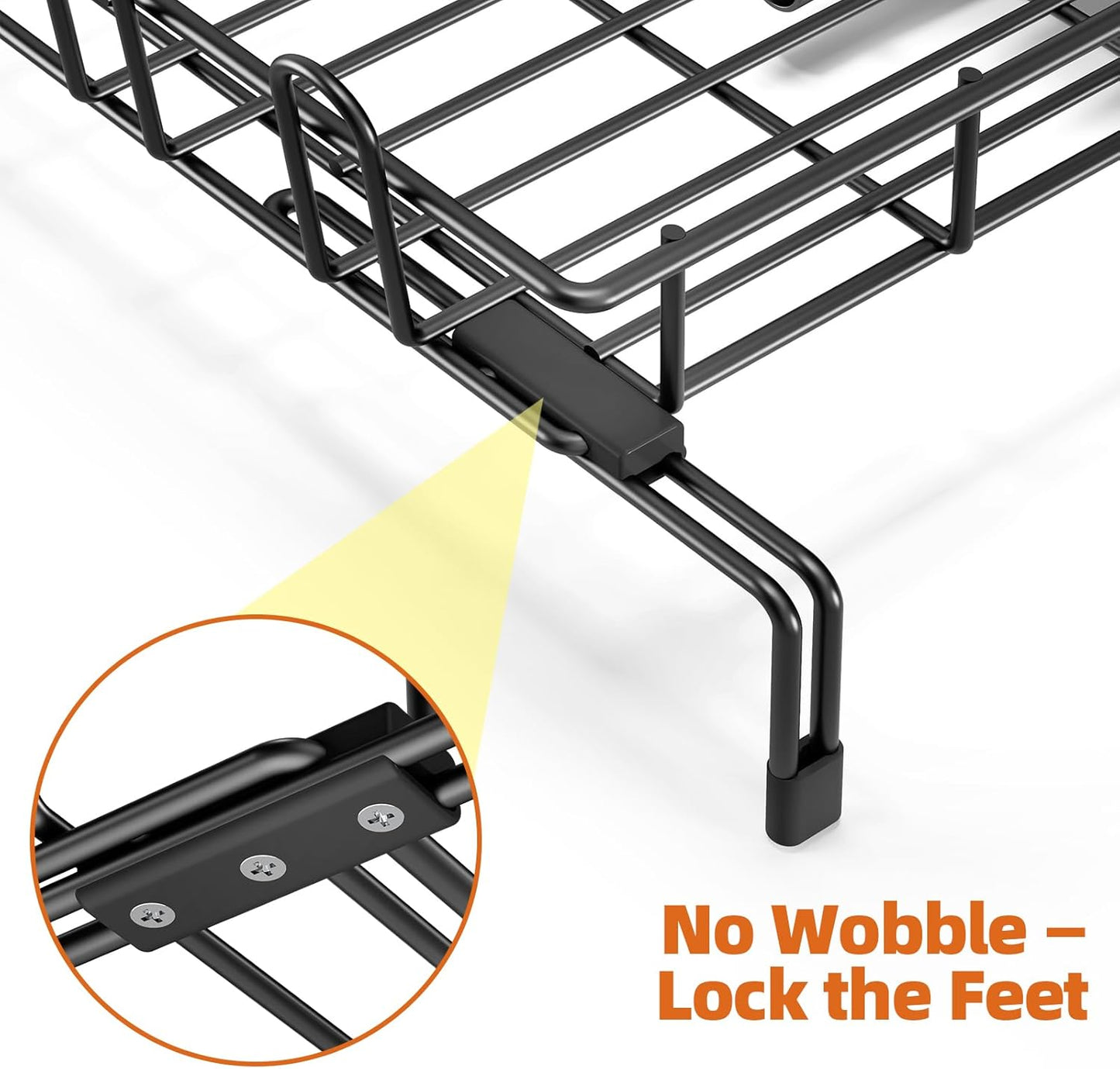 Dish Drying Rack - Extendable Dish Drainer, Large Dish Rack for Kitchen Counter, Rustproof Dish Strainer with Utensil Holder and Cups Holder, 2 Tier Black