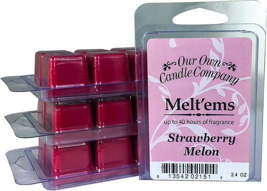 Our Own Candle Company Premium Wax Melt, Strawberry Melon, 6 Cubes, 2.4 oz (4 Pack)