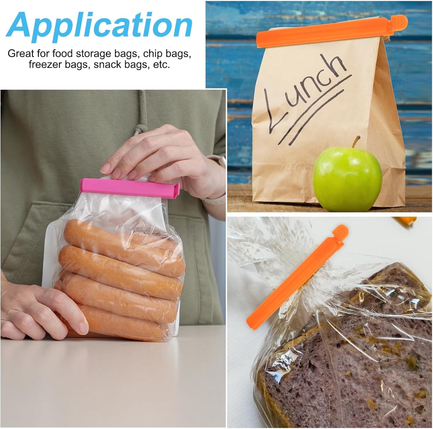 PATIKIL Sealing Clips 4.3 Inch, 10 Pack Reusable Plastic Bag Clip Clamp Sealer for Food Storage Snack Bag Home Kitchen, Yellow