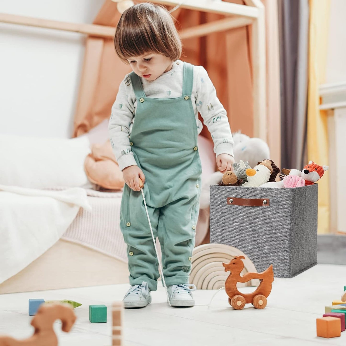 DULLEMELO Fabric Storage Cubes,12 inch Cube Stroage Bins for Empty Gift Basket,Toys Nursery Clothes Storage Linen Closet Organizers and Storage Baskets Shelves Bins(Grey-4 Pack)