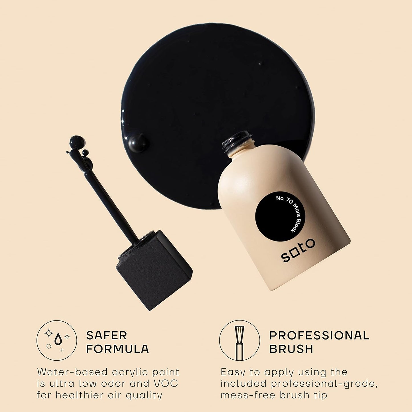 soto Black Paint Touch Up, Multi-Surface, Matte Finish (No. 70 Mars Black) - 1.5 Ounces/45 Milliliters of Scratch Repair for Furniture, Walls, Cabinets, Trim, Doors, Indoor/Outdoor