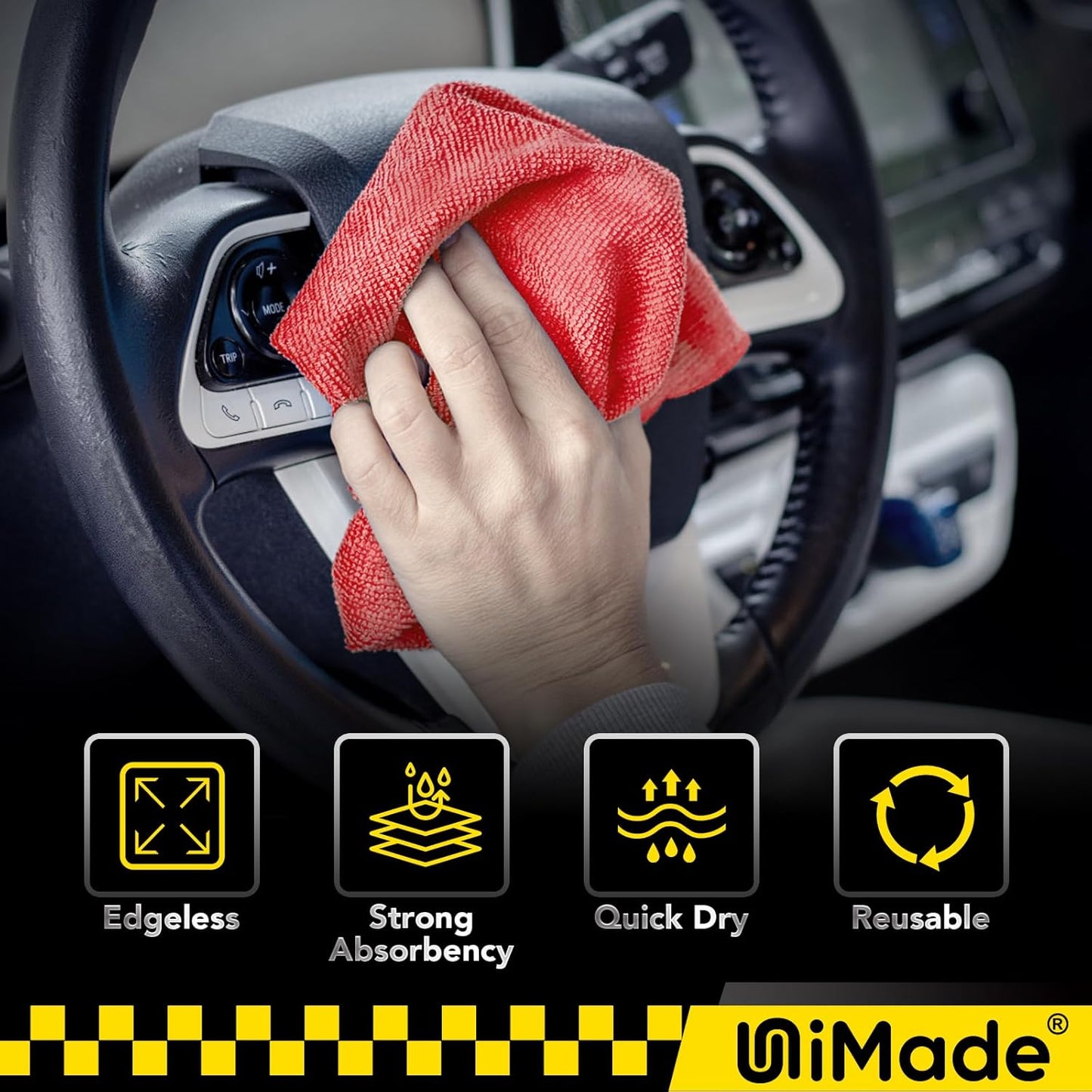 Shop Towels, 100 Pack Commercial Grade Work Rags Microfiber Towels for Cars Cleaning Rag Bulk Detailing Cloth for Automotive Bar Mechanic Restaurant Garage Housekeeping, 11.5"x 11.5", Red