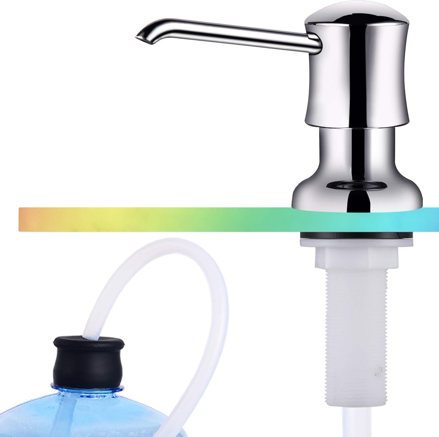 Sink Soap Dispenser for Kitchen Sink Chrome Upgrade with 40" Silicone Extension Tube Kit, Connect to Your Soap Bottle Directly