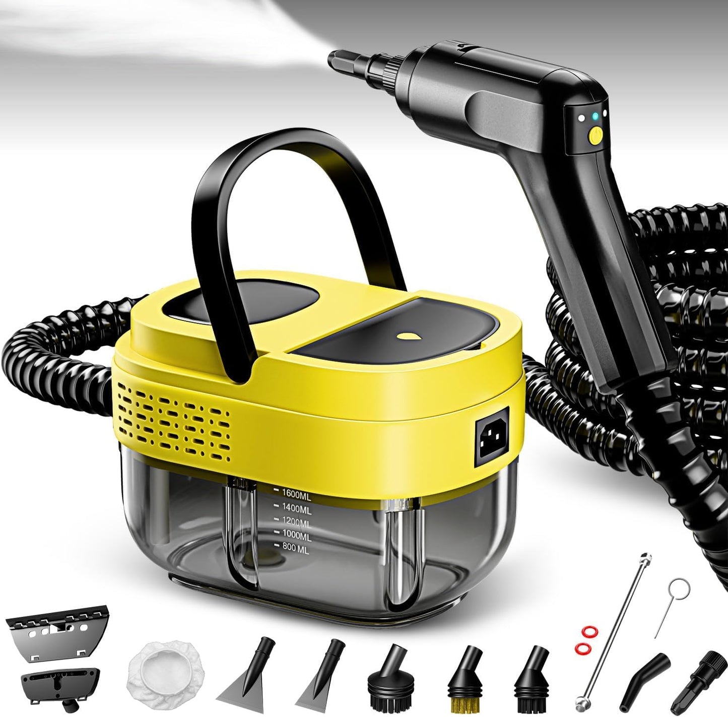 Steam Cleaner,15s Heat-Up,1.6L Tank,3-Level Adjustable Handle,2500W Steamer for Cleaning,Portable Steamer for Cleaning with 16PCS Accessories,Steam Cleaner for Home,Car,Dirt,Grease,Grout,Tile,Couch