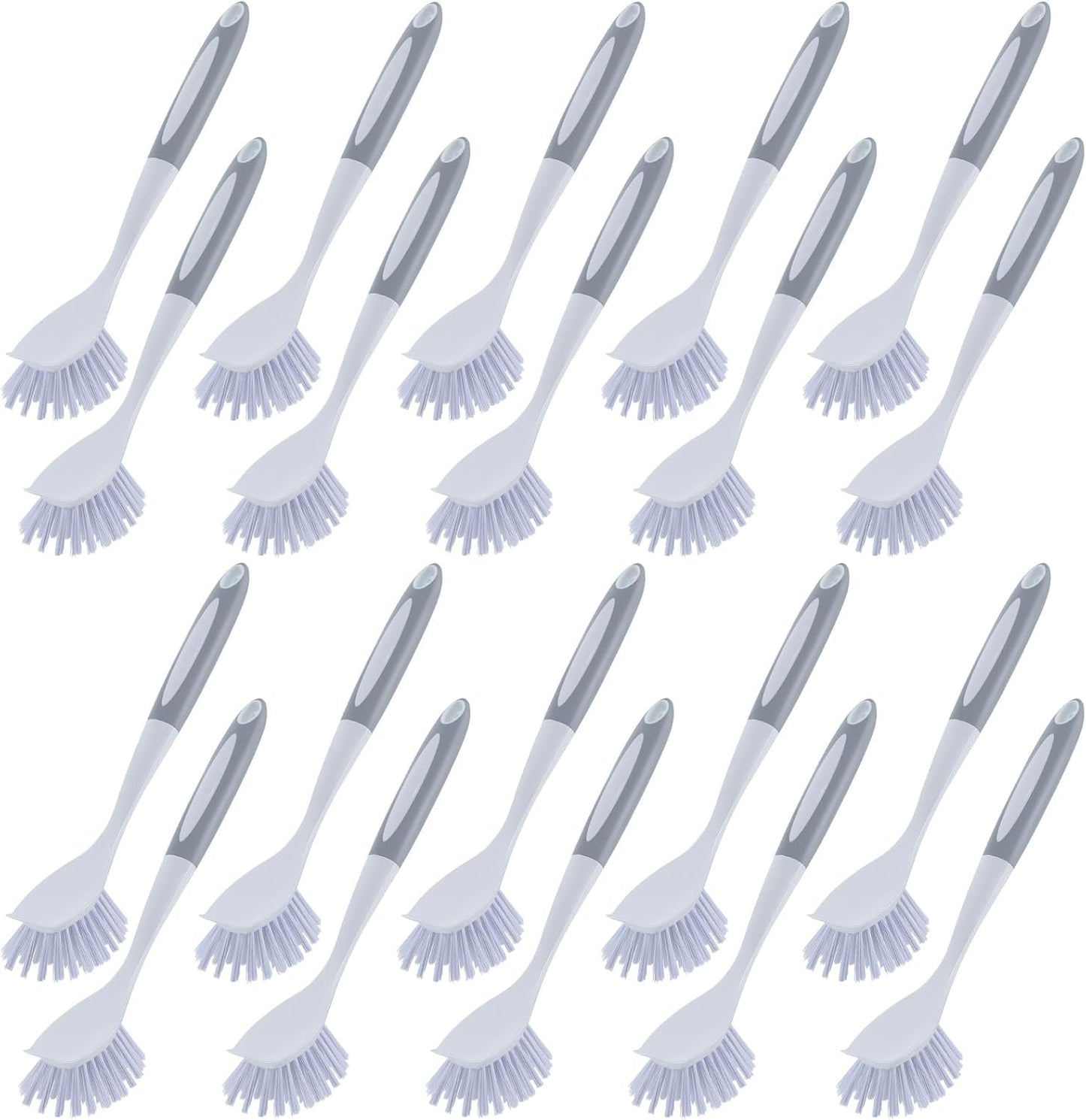 Hsei 20 Pcs Gray Kitchen Scrub Dish Brush Bulk with 11 Inch Handle Cleaning Dish Scrubber with Stiff Bristles Washing Scrub Brushes for Housekeeping for Pots and Pans, Kitchen Sink