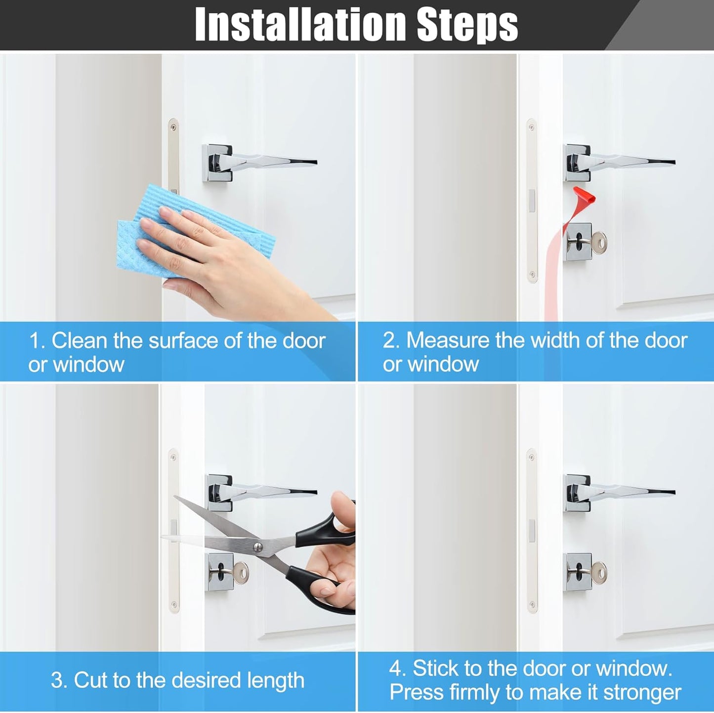 Draft Seal Tape for Doors and Windows 2 in x 40 Ft Silicone Weather Stripping Extra Thick 2mm Door Seal Strip with Strong Adhesive Draft Insulation Stopper Side Seal - Clear